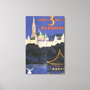 ブダペストヴィンテージ旅行ポスター キャンバスプリント