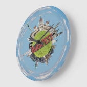 ブダペスト市ハンガリー小さな惑星トラベルカー ラージ壁時計 (傾斜)