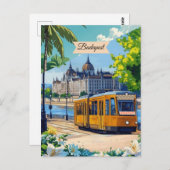 ブダペスト旅行はがきアート，ハンガリー旅行ポスト ポストカード (正面/裏面)