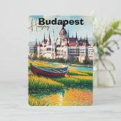 ブダペスト旅行絵葉書アート ハンガリー絵葉書 セーブザデート (スタンド正面)