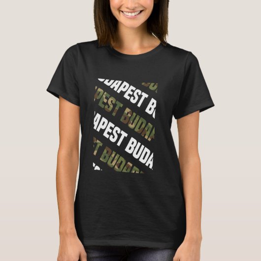 ブダペスト迷彩柄パターングリーンカモフラージュ Tシャツ (正面)