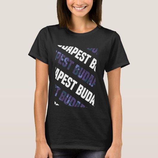 ブダペスト迷彩柄パターンパープルカモフラージュ Tシャツ (正面)