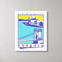 ブダペスト，チェーンブリッジ，ヴィンテージのポスター，ハンガリー キャンバスプリント
