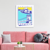 ブダペスト，チェーンブリッジ，ヴィンテージのポスター，ハンガリー キャンバスプリント (インサイチュ (リビング))