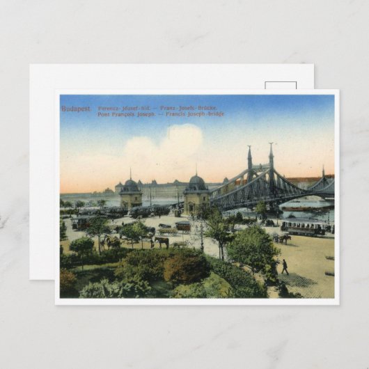 ブダペスト・ハンガリーヴィンテージ・フランシス・ジョセフ・ブリッジ ポストカード (正面/裏面)