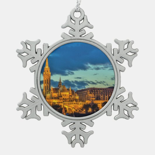 ブダペスト、ハンガリー スノーフレークピューターオーナメント (正面)