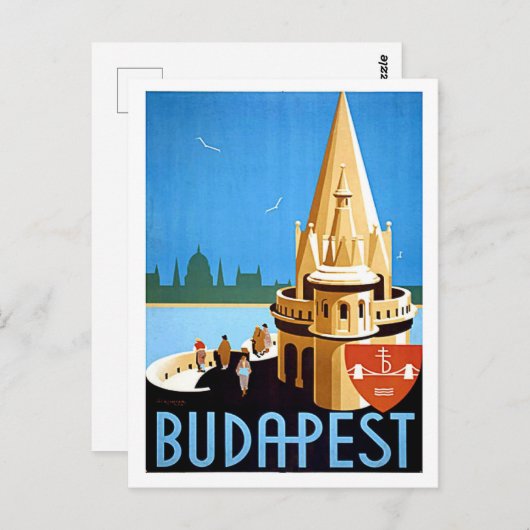 ブダペスト、漁師のバスティオン、ヴィンテージ旅行 ポストカード (正面/裏面)