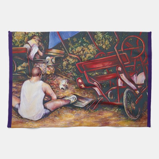 ブダペス忘れトのにんにくはやめなさい キッチンタオル (横)