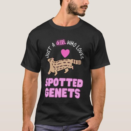 ブチハイエネコを愛する女の子の柄シャツ Tシャツ (正面)