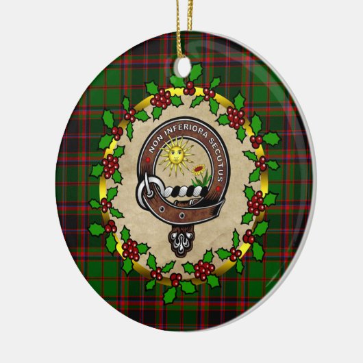 ブチャンクランバッジ&タータンチェックパーソナライズされたクリスマス セラミックオーナメント (左)