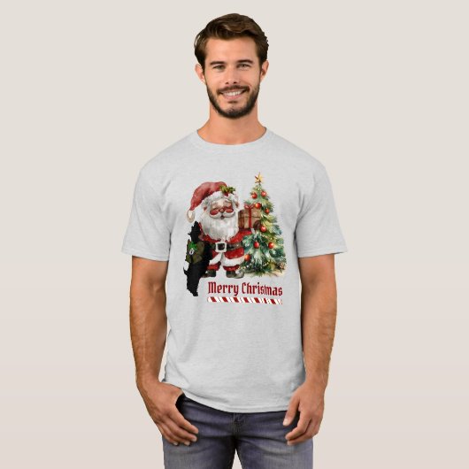 ブチャンスコットランド犬のクリスマスパーソナライズされた Tシャツ (正面フル)