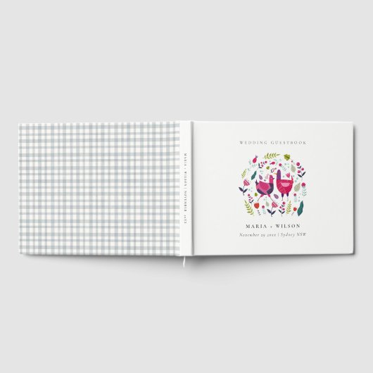 ブッエレガントクフォークファームフローララブバード結婚ズ ゲストブック (全面)