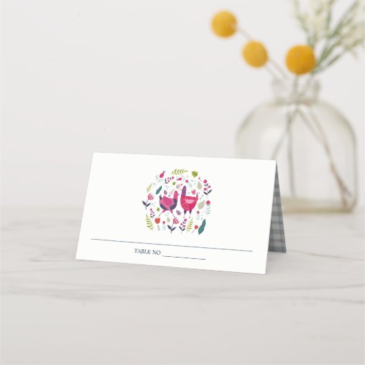 ブッエレガントクフォークファームフローララブバード結婚ズ プレイスカード (裏面)