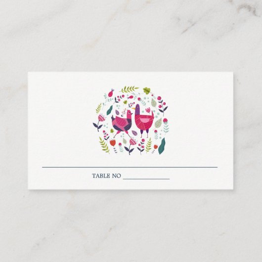 ブッエレガントクフォークファームフローララブバード結婚ズ プレイスカード (裏面)