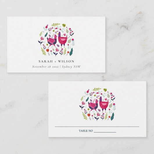 ブッエレガントクフォークファームフローララブバード結婚ズ プレイスカード (正面/裏面)