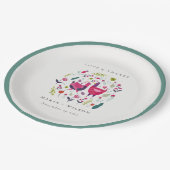 ブッエレガントクフォークファームフローララブバード結婚ズ ペーパープレート (アングル)