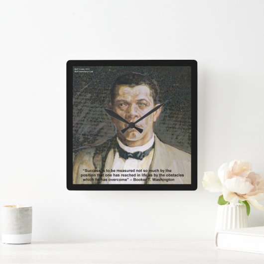 ブッカーTワシントン&サクセス引用文ウォールクロック スクエア壁時計 (ホーム)