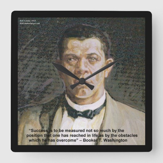 ブッカーTワシントン&サクセス引用文ウォールクロック スクエア壁時計 (正面)