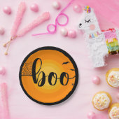 ブックこうもりスパイダーウェブタイポグラフィハローウィンパーティ ペーパープレート (パーティー)