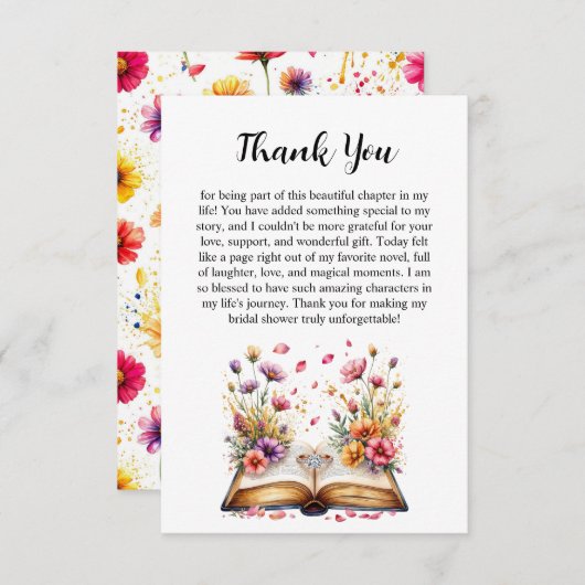 ブックとリングをテーマにした感謝のカードです。 招待状 (正面/裏面)