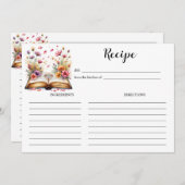 ブックとリングテーマのエレガントなレシピカード 招待状 (正面/裏面)