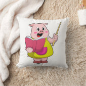 ブックと先生としての豚 クッション (ブランケット)