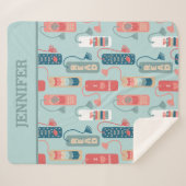 ブックと読のテーマ付きブックマパターン(の模様が)あるーク シェルパブランケット (正面(横))