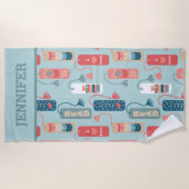 ブックと読のテーマ付きブックマパターン(の模様が)あるーク ビーチタオル (正面)