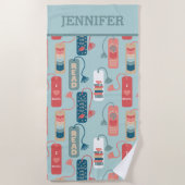 ブックと読のテーマ付きブックマパターン（の模様が）あるーク ビーチタオル (正面)