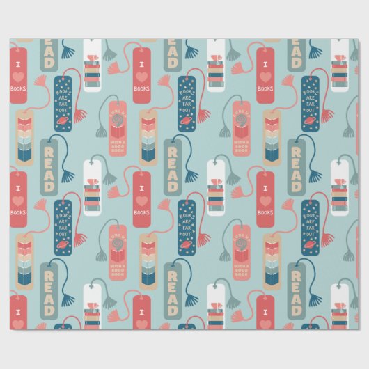 ブックと読のテーマ付きブックマパターン(の模様が)あるーク ラッピングペーパー (フラット)
