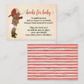 ブックのオウムを持ってくる消防士の赤ちゃんシャワーカード プレイスカード (正面/裏面)