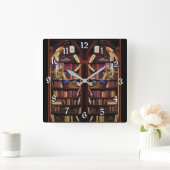 ブックのノック本棚 スクエア壁時計 (ホーム)