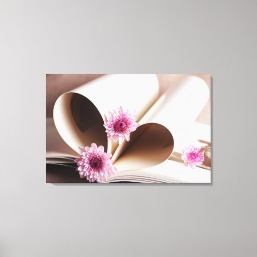 ブックのページをハート化する キャンバスプリント (正面)