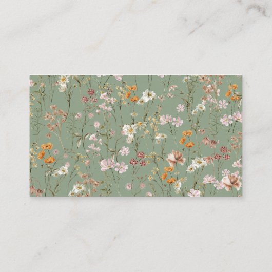 ブックのリクエストWildflower Sage Green Baby Shower エンクロージャーカード (裏面)
