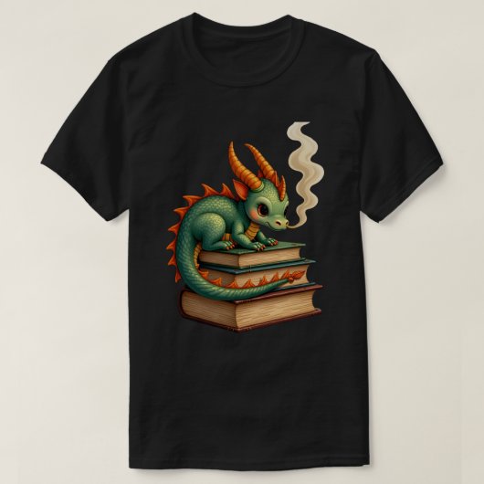ブックの宝庫のドラゴン Tシャツ (デザイン正面)