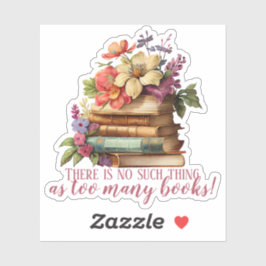 ブックの恋人あまりにも多くの本のフローラカット シール