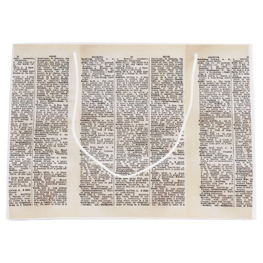 ブックの恋人の辞書ページ抱き枕 ラージペーパーバッグ (正面)