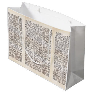 ブックの恋人の辞書ページ抱き枕 ラージペーパーバッグ