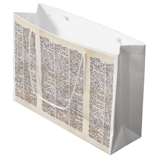 ブックの恋人の辞書ページ抱き枕 ラージペーパーバッグ (正面アングル)
