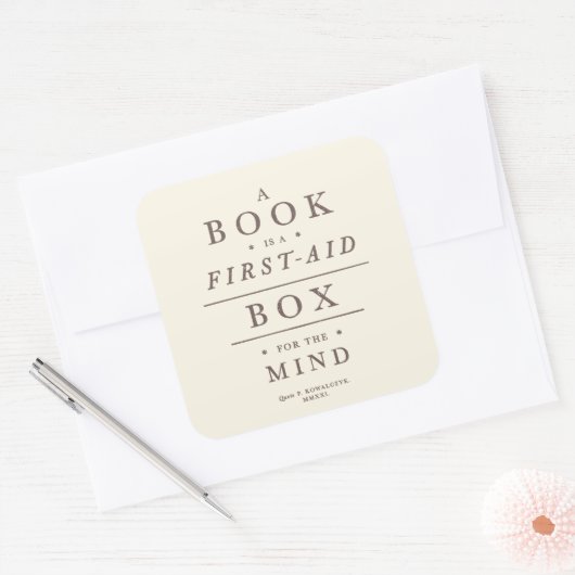 ブックの救急箱のヴィンテージ引用文 スクエアシール (封筒)