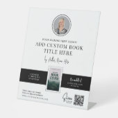 ブックの署名イベントが作家写真のQRコードを満たす 台座サイン (正面)