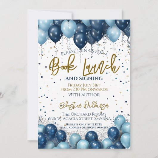 ブックの起動の署名パーティの招待状 招待状 (正面)