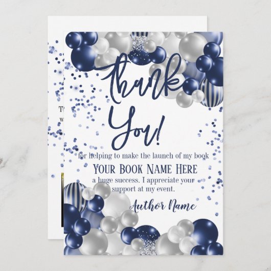 ブックの起動パーティーありがとうございます サンキューカード (正面/裏面)