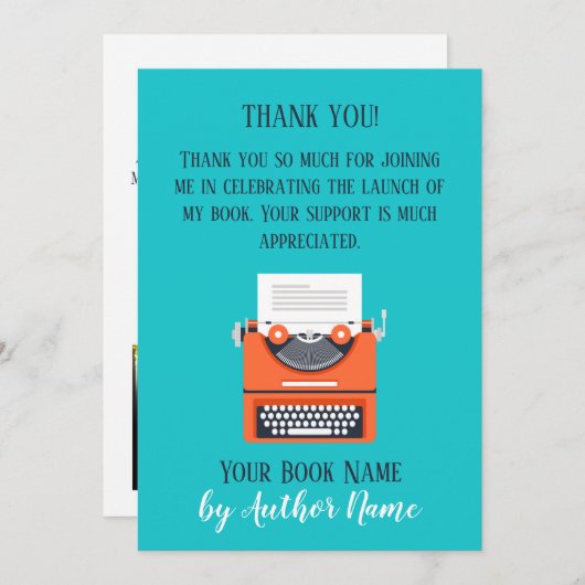 ブックの起動パーティーサンキューカード 招待状 (正面/裏面)