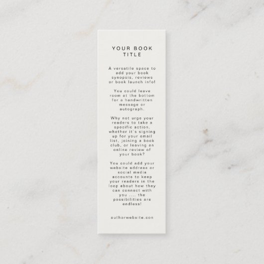 ブックの起動作家プロモーションミニブックマークカード スキニー名刺 (裏面)