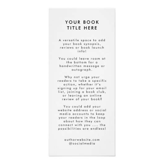 ブックの起動 |作家カバーのアートワークのプロモーション ラックカード (裏面)