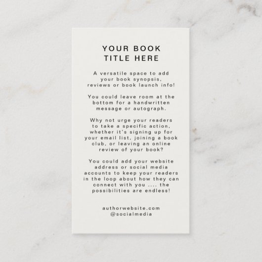 ブックの起動 |作家販促用ブックカバー 名刺 (裏面)