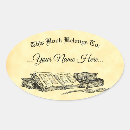 ブックはヴィンテージブックに属カスタムする蔵書票 楕円形シール (正面)