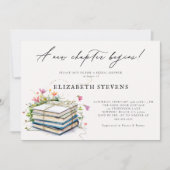 ブックをテーマにしたブライダルシャワーワイルドフラワー新しい章 招待状 (正面)