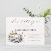ブックをテーマにしたブライダルシャワーワイルドフラワー新しい章 招待状 (スタンド正面)